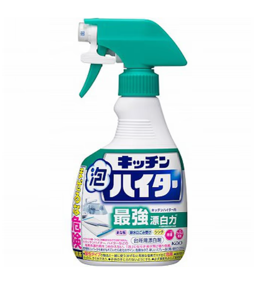 Kao Kitchen Foaming Bleach Convenient Spray 100ml (no scrubbing required; just spray for 2 minutes to deodorize and clean cutting boards, knives, drainpipes, dishes, and dish towels)