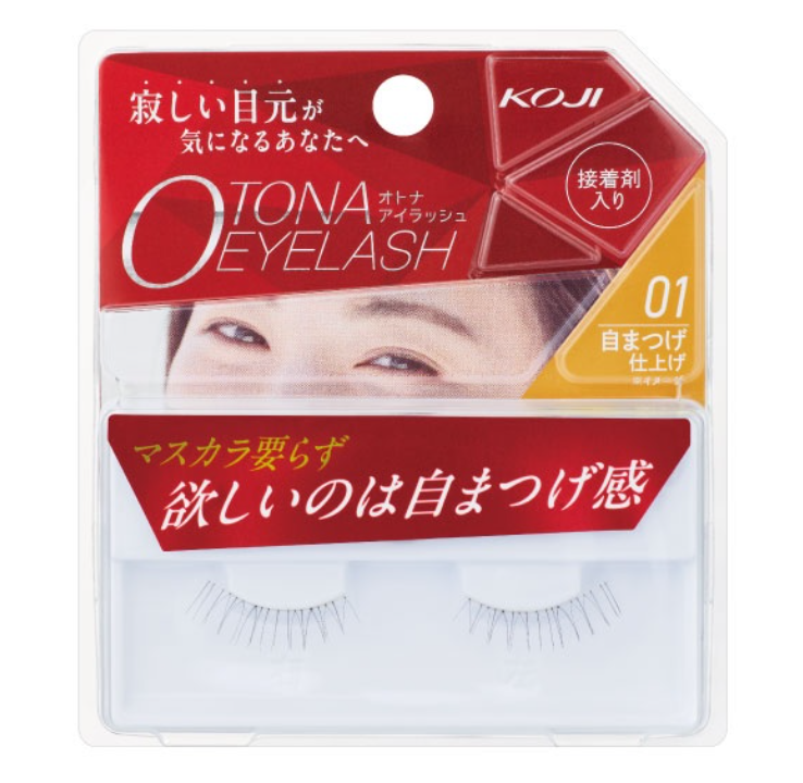 KOJI Adult False Eyelashes / 01 Natural Effect (Includes Adhesive)