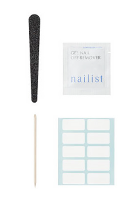 KOJI Gel Nail Removal Kit (Single-Use) — "Cozy Honpo" Nail Technician-Style Gel Removal Set: Nail File (x1), Remover Solution (2ml x 10 packets), Wooden Stick (x1), Remover Wraps (x1 sheet)