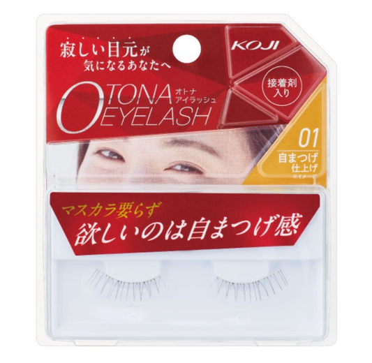 KOJI Adult False Eyelashes / 01 Natural Effect (Includes Adhesive)