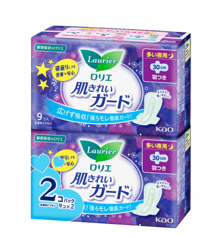 Kao Laurier Heavy Menstrual Night Care Wingless 30cm 9-Paper Set (2 pack)