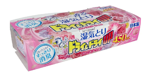 Hakugen Deodorizing Dehumidifier and Desiccant with Rose Fragrance, 450ml x 3 pcs (Can be used in closets, wardrobes, shoe cabinets, under sinks, etc.)