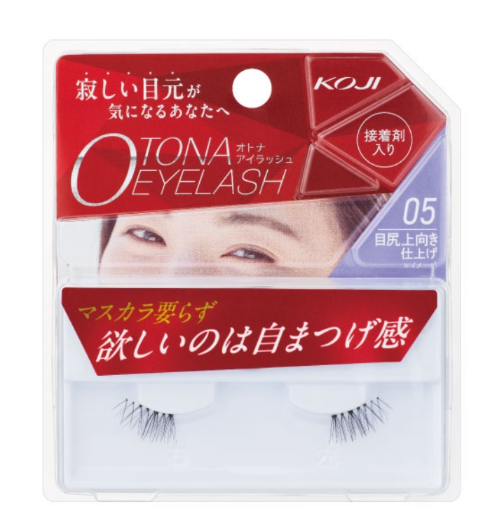 KOJI Adult False Eyelashes 05 — False Lashes with Upward-Curling Outer Corners (Includes Adhesive)