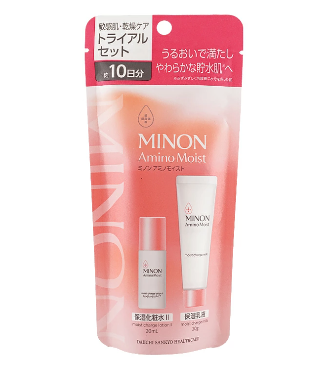 Daiichi Sankyo Minon Amino Moisturizing Care Trial Set for Sensitive & Dry Skin (Lotion, Moisturizing Milk)